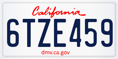 CA license plate 6TZE459