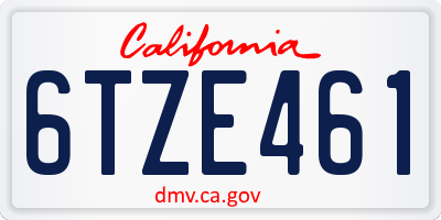 CA license plate 6TZE461