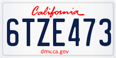 CA license plate 6TZE473