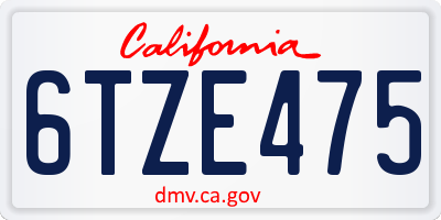 CA license plate 6TZE475