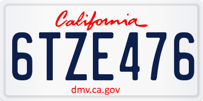 CA license plate 6TZE476