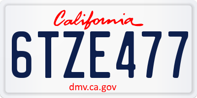 CA license plate 6TZE477