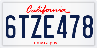 CA license plate 6TZE478