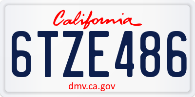 CA license plate 6TZE486