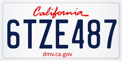 CA license plate 6TZE487