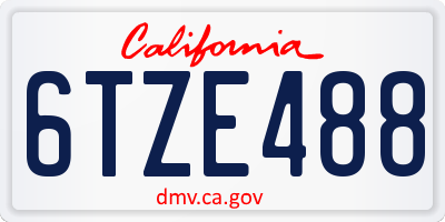 CA license plate 6TZE488