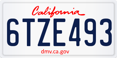 CA license plate 6TZE493