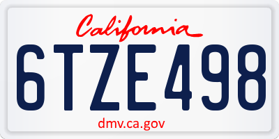 CA license plate 6TZE498
