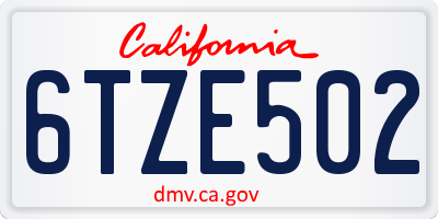 CA license plate 6TZE502