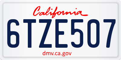 CA license plate 6TZE507