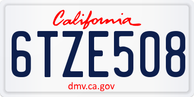 CA license plate 6TZE508