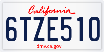 CA license plate 6TZE510