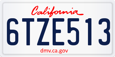 CA license plate 6TZE513