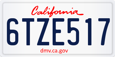 CA license plate 6TZE517