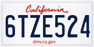 CA license plate 6TZE524