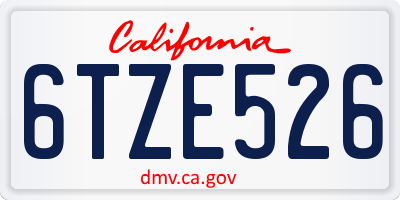CA license plate 6TZE526