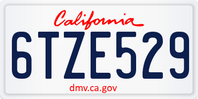 CA license plate 6TZE529