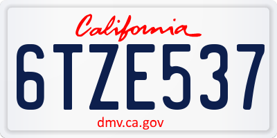 CA license plate 6TZE537