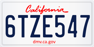 CA license plate 6TZE547