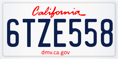 CA license plate 6TZE558
