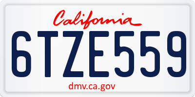 CA license plate 6TZE559