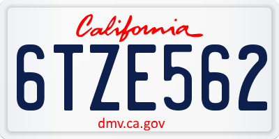 CA license plate 6TZE562
