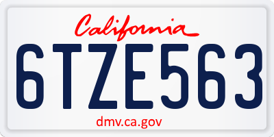 CA license plate 6TZE563