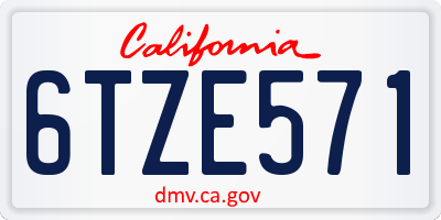 CA license plate 6TZE571