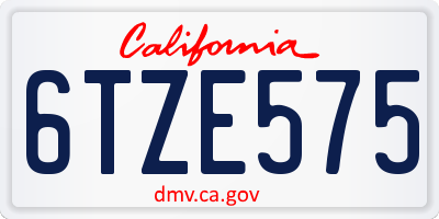 CA license plate 6TZE575