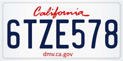 CA license plate 6TZE578