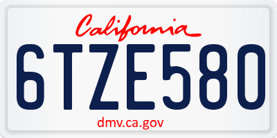 CA license plate 6TZE580