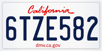 CA license plate 6TZE582