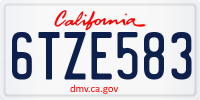 CA license plate 6TZE583