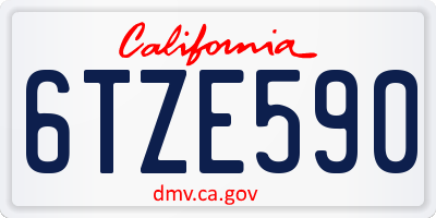 CA license plate 6TZE590