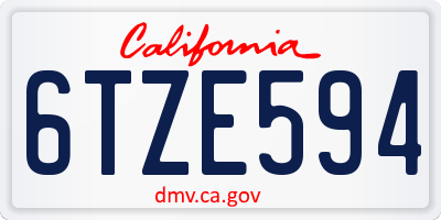 CA license plate 6TZE594