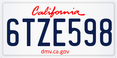CA license plate 6TZE598