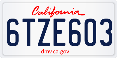 CA license plate 6TZE603