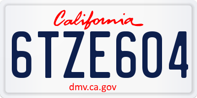 CA license plate 6TZE604