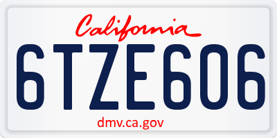CA license plate 6TZE606