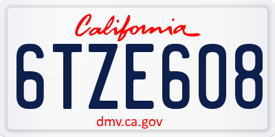 CA license plate 6TZE608