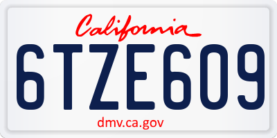 CA license plate 6TZE609
