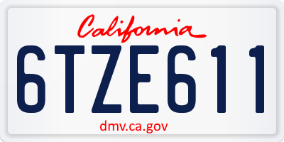 CA license plate 6TZE611