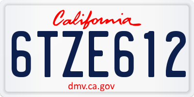 CA license plate 6TZE612