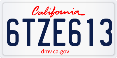CA license plate 6TZE613