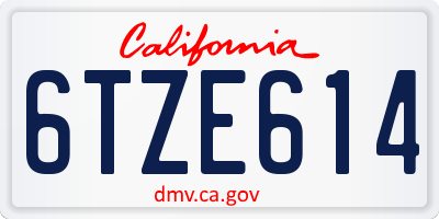 CA license plate 6TZE614