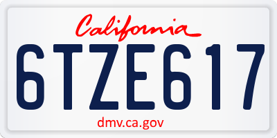 CA license plate 6TZE617