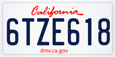 CA license plate 6TZE618