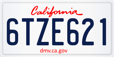 CA license plate 6TZE621