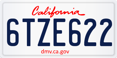 CA license plate 6TZE622