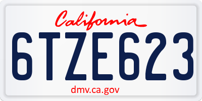 CA license plate 6TZE623